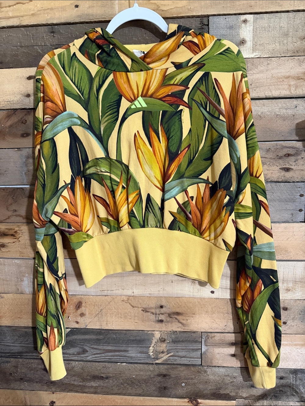 Adidas x Farm Rio Crop Hoodie - Yellow - Picture 1 of 4